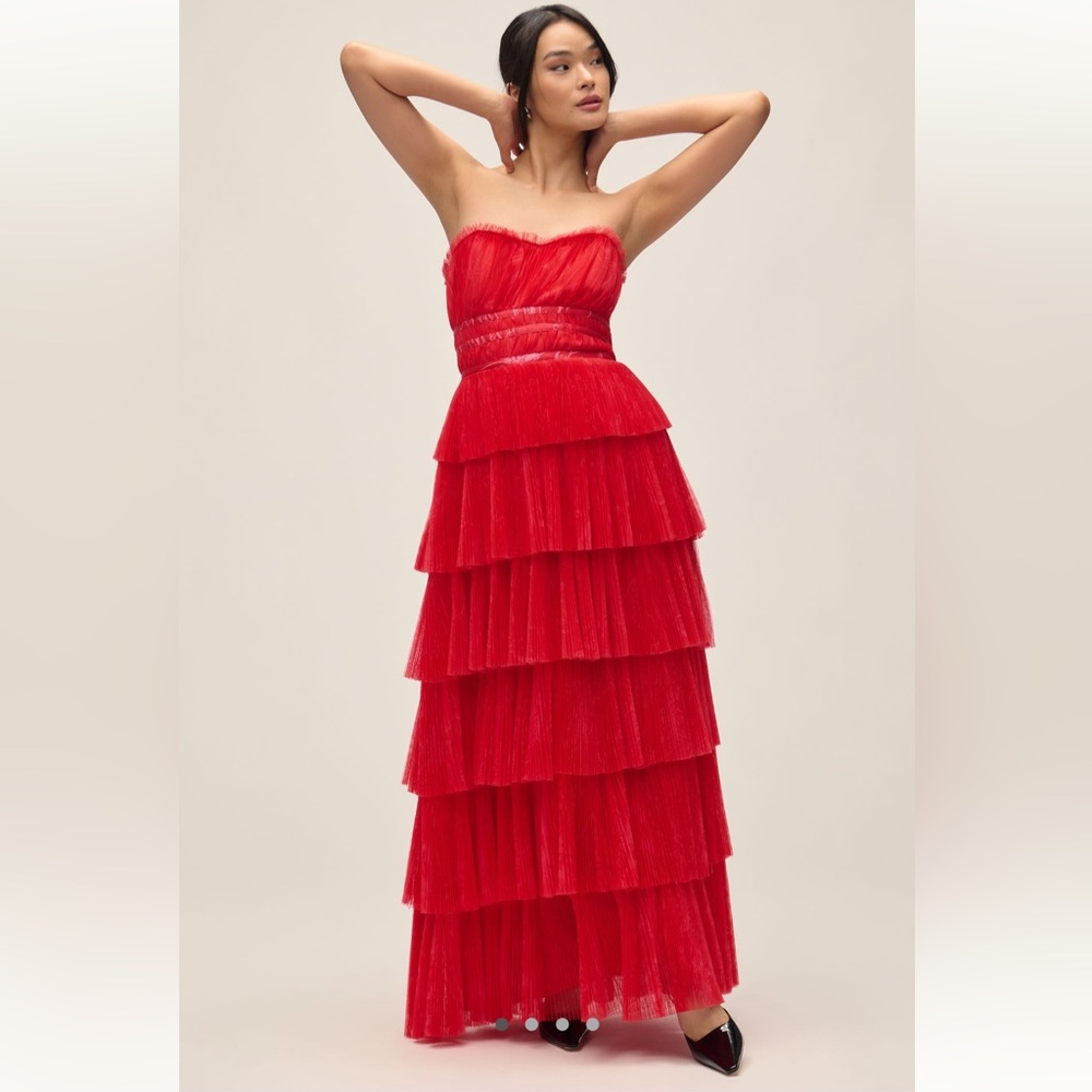 Hutch Anthropologie Evie Strapless Tiered Maxi Dress NWT Size 14W